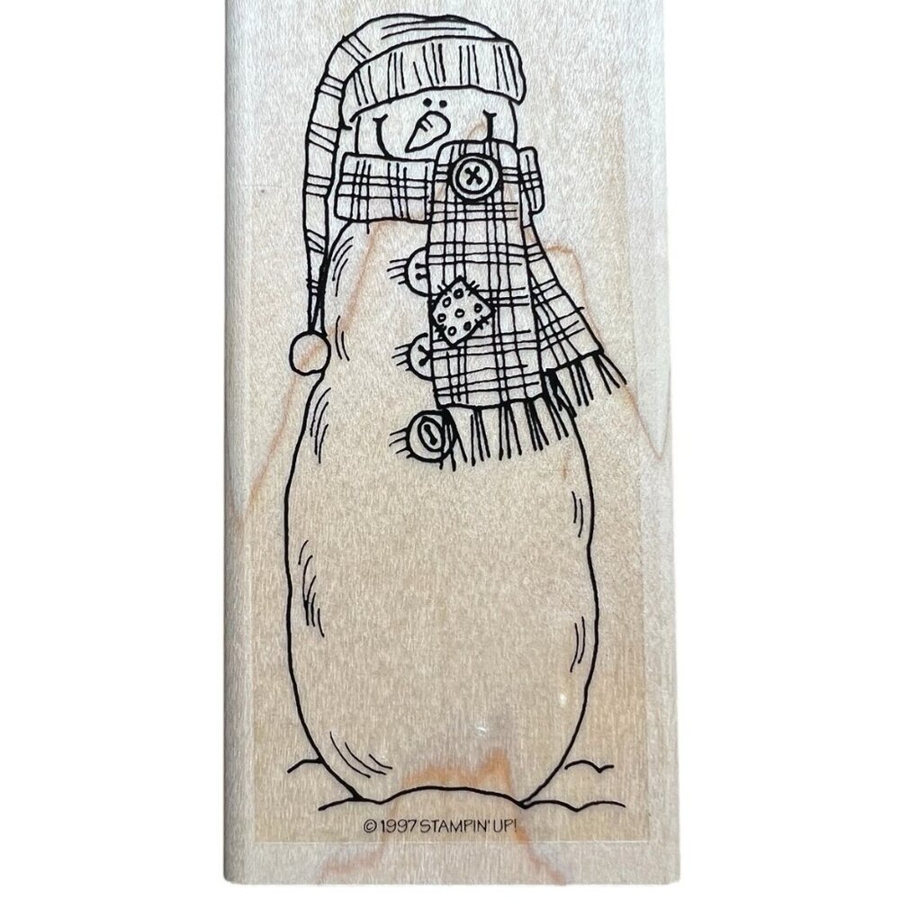 Stampin‎ Up SNOWMAN WITH SCARF Christmas Rubber Stamp 1997 4 1/2 X 2”